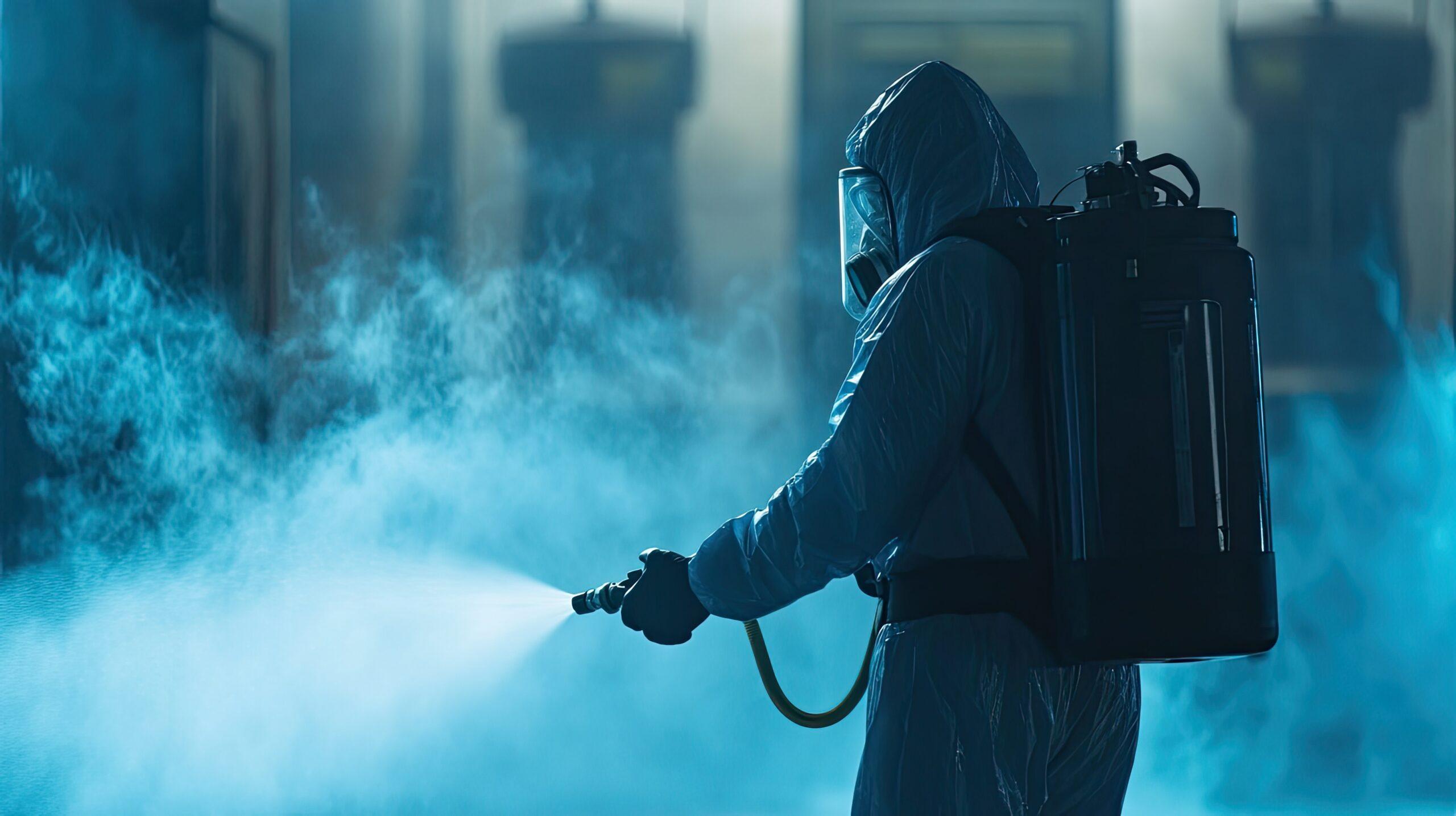 reinraumreinigung desinfektion spruehgeraet schutzanzug technik aerosol