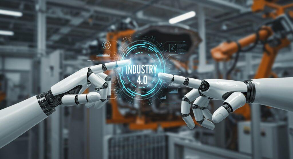 Roboterhände mit Industry-4-0-Schrift | Veev One