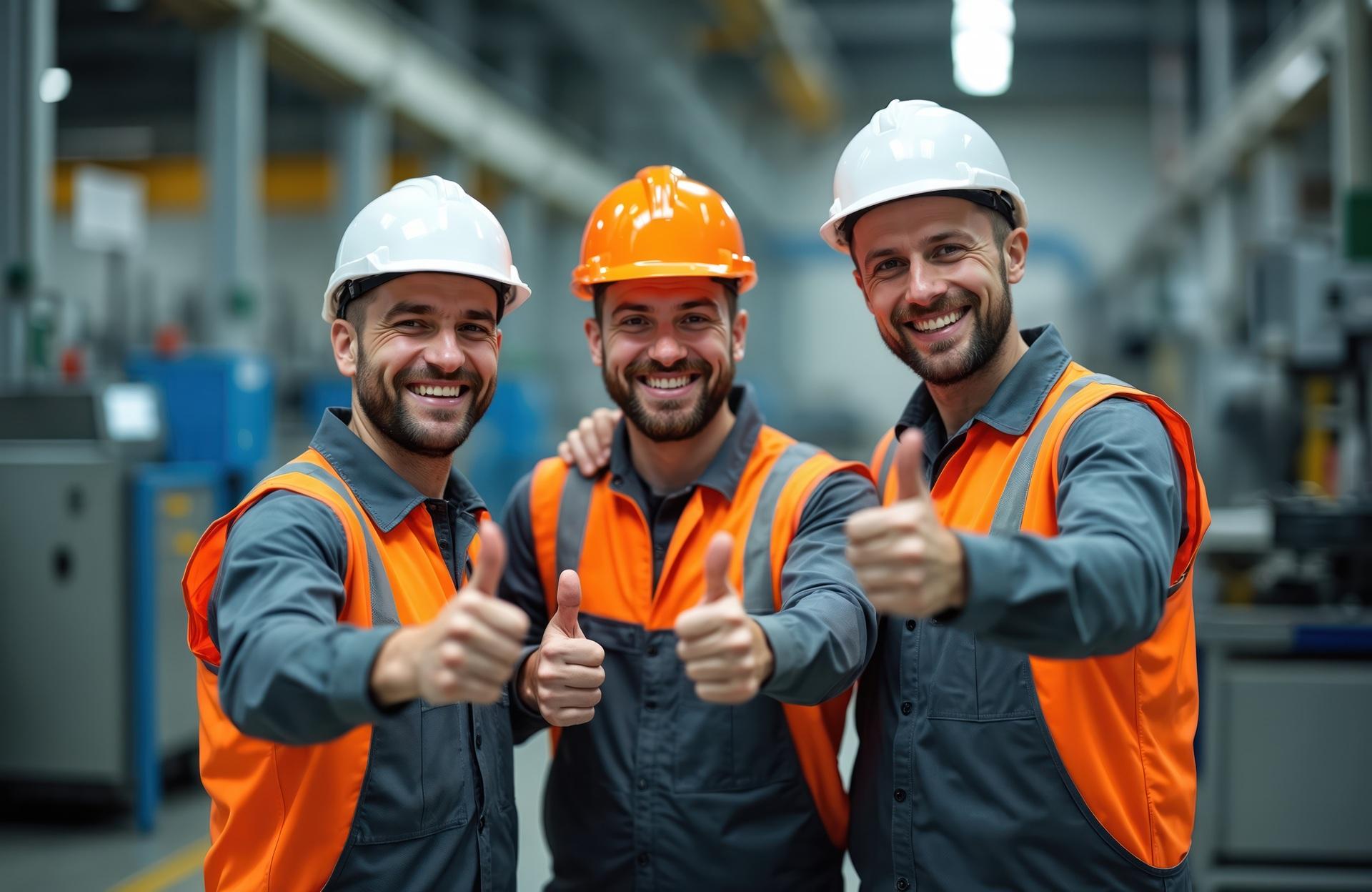 Drei Mitarbeiter mit Warnweste und Helm | Schweißrauchabsaugung